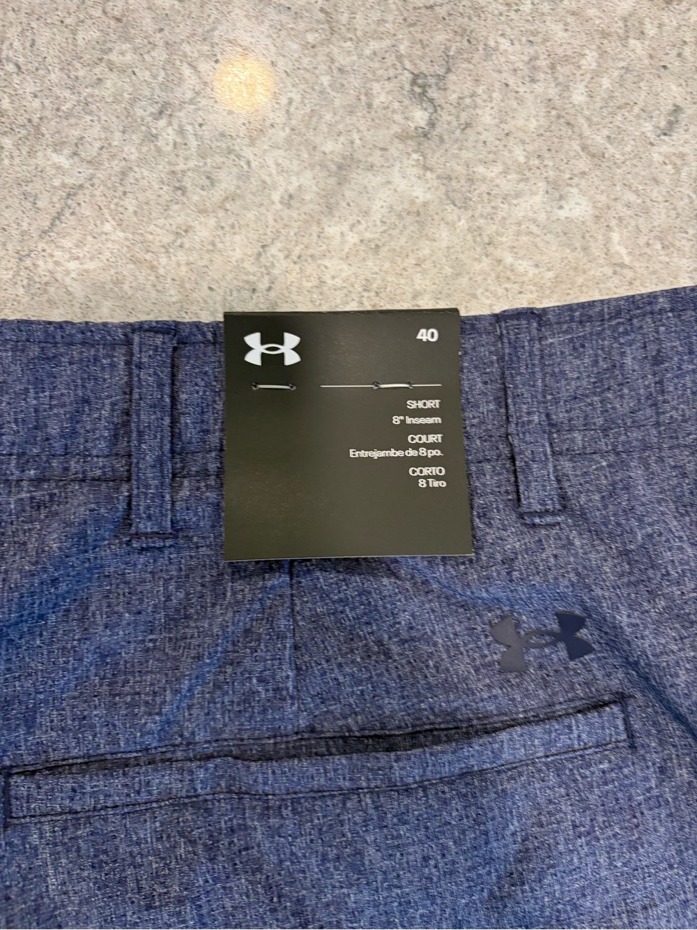 Under Armour Men's Navy Heather Flat-Front Golf Shorts 10” 40 waist - Picture 7 of 8
